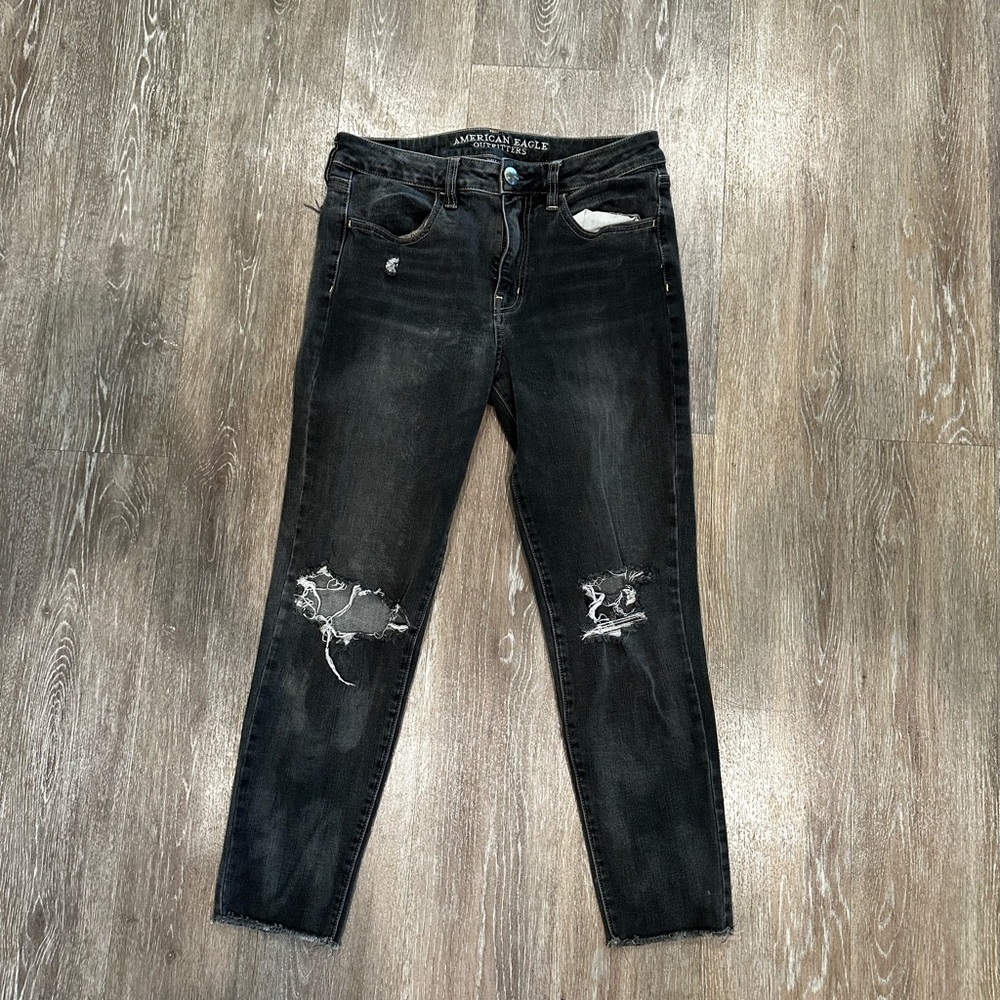 American Eagle Outfitters Black Ripped Skinny Jeans